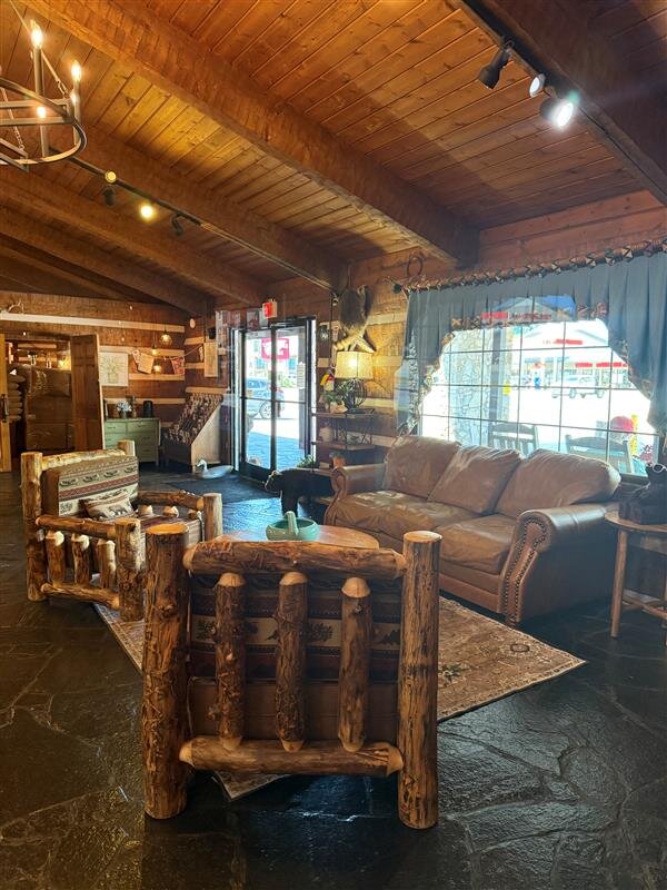 a room with a couch and a table